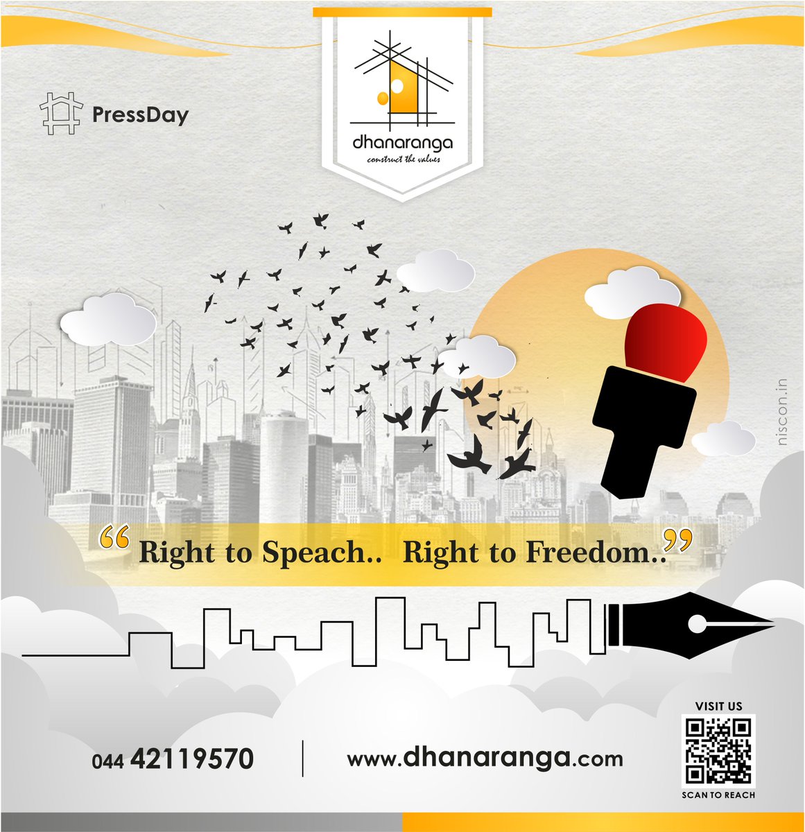dhanaranga_com's tweet photo. Letโs all pledge to uphold the highest levels of integrity, ethics & build our nation. #PressDay #NationalPressDay.
https://t.co/Y88Ln4BbQj
.
.
.
.
#BestBuilders #BuildingConstruction #Jv #Jointventure #Architect #MaterialsTraders #bestbuildersinchennai #buildernearme #Niscon https://t.co/HD71RUeerq