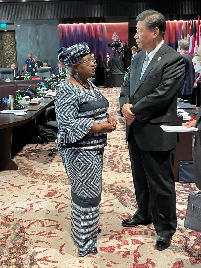 With H.E President Xi Jinping on the sidelines of the #G20Summit discussing <a href="/wto/">WTO</a> reform and China’s constructive role in the success of the 12th Ministerial Conference in June (#MC12).