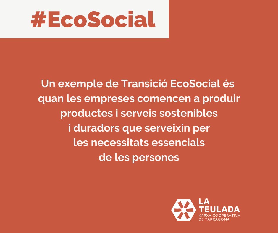 la_teulada's tweet photo. Avui expliquem què és la Transició EcoSocial.
#ecosocial #LaTeulada #conceptes #persones #economia #social #Tarragona #polcooperatiu #polcooperatiutarragona https://t.co/LJLCPkVGGJ