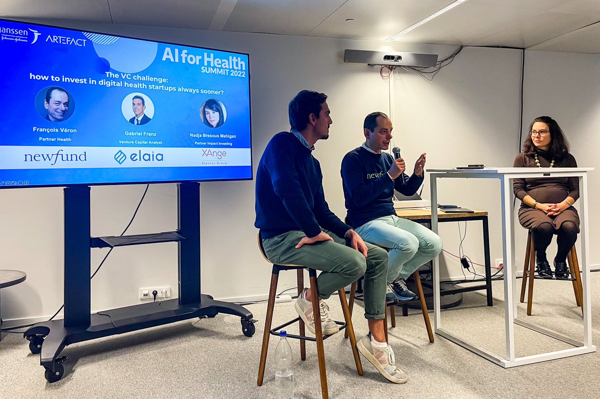 Round table about how to invest in digital health startups always sooner at #AIforHealthSummit with Gabriel Franz (<a href="/Elaia_Partners/">@Elaia_Partners</a>), François Véron (<a href="/Newfund/">Newfund</a>) and Nadja Bresous Mehigan (<a href="/XAngeVC/">XAnge</a>) #VC #digitalhealth
