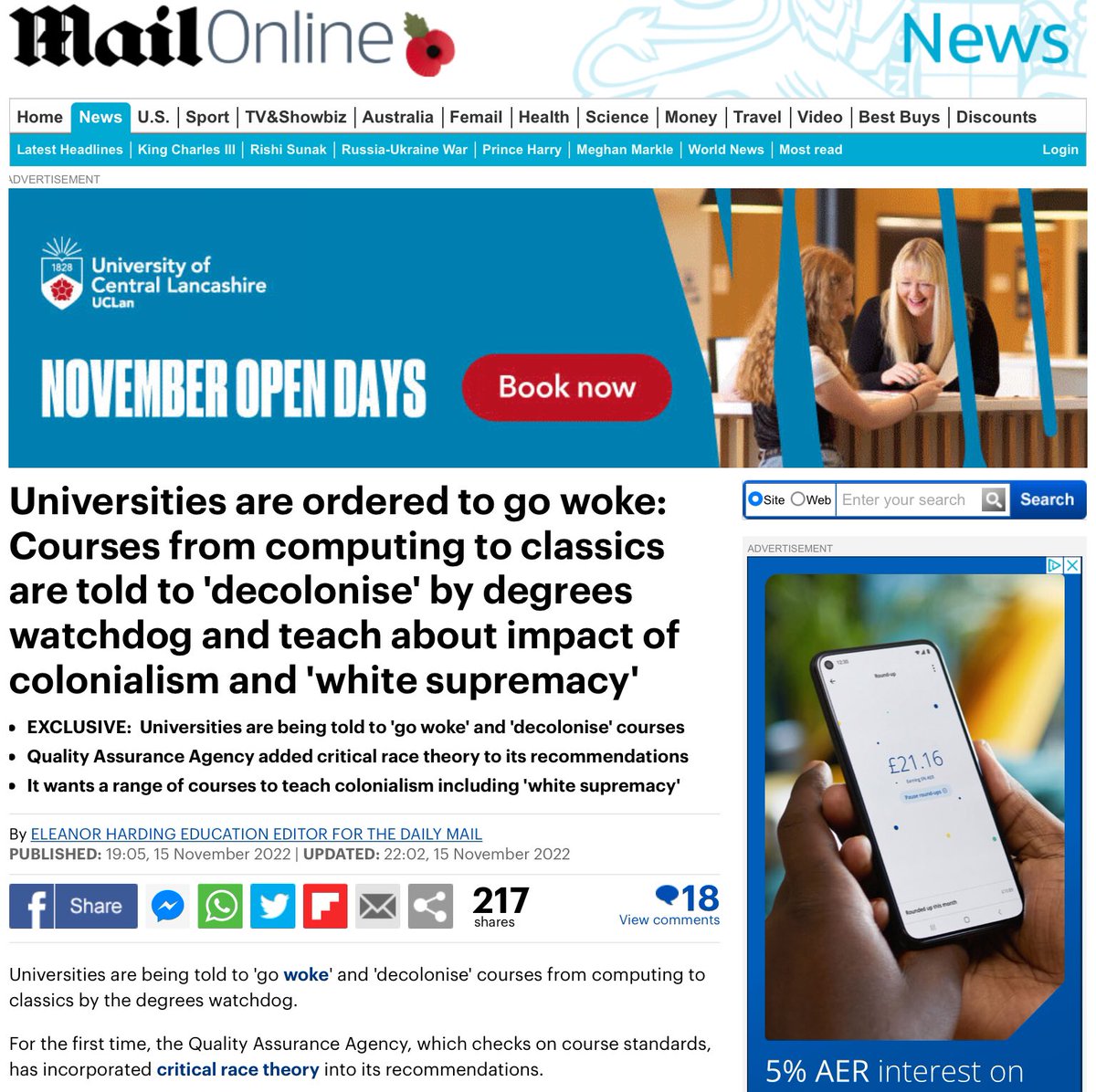 BantshireUni's tweet photo. That awkward moment when your open day advert is funding the Daily Mail’s culture war campaign on universities 😬 https://t.co/LaKuBV8sP7