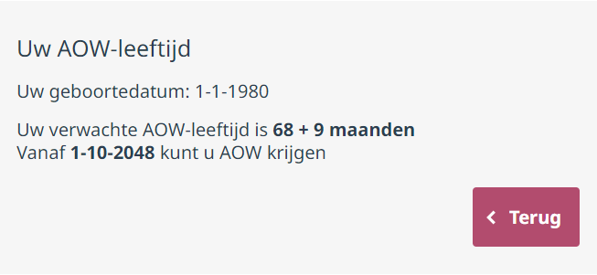 BVIKnl's tweet photo. "Uw AOW leeftijd" Uw AOW-leeftijd hangt af van uw geboortedatum. Vul uw geboortedatum in en kijk wat uw AOW-leeftijd is. Lees en check het hier... https://t.co/fK2Zj7814e #BVIKnl https://t.co/2TVAEfEGHO