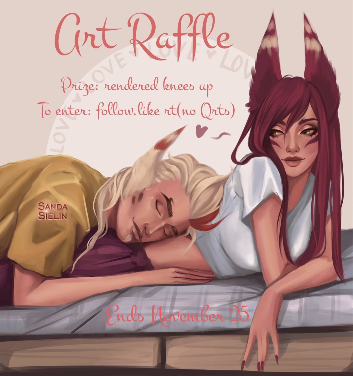 🦊2k Art Raffle 🦊 To enter: •Follow me (new ppl welcome) •Like ans rt this tweet (qrts doesn't count) •Leave a reply with a character you want me to draw (optional tho) Rules are same as for commissions, it just will be free for ya Ends November 25th Good luck ✨