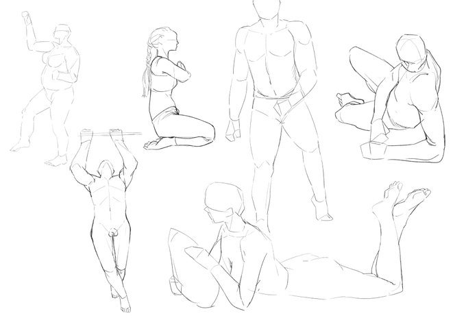 ポーズ模写練習
・だいぶ迷い線が減ったと思う
・全身が縦に伸びることも減った気がする 