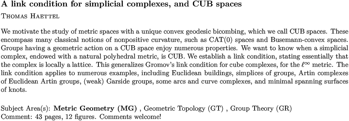 arxiv.org/abs/2211.07857…
T Haettel
A link condition for simplicial complexes, and CUB spaces