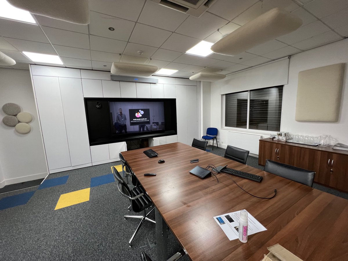 RapidTechToday's tweet photo. Another successful #teamsrooms deployment from #teamrapid. Featuring a Nureva HDL300 system, a #logitech Rally camera &amp; TAP system and sound absorbers. If you're interested in getting your own setup, speak to us today! #microsoftteams #teamsmeetings #nureva #videoconferencing https://t.co/NnrZASBoXm