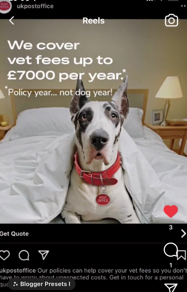 Why are <a href="/PostOffice/">Post Office</a> advertising their pet insurance using imagery of a dog with its ears cropped?! An illegal cosmetic mutilation in the UK, done for nothing more than fashion &amp; aesthetics. Advertisers need to stop glamorising cruelty, agencies to refuse to represent cropped dogs