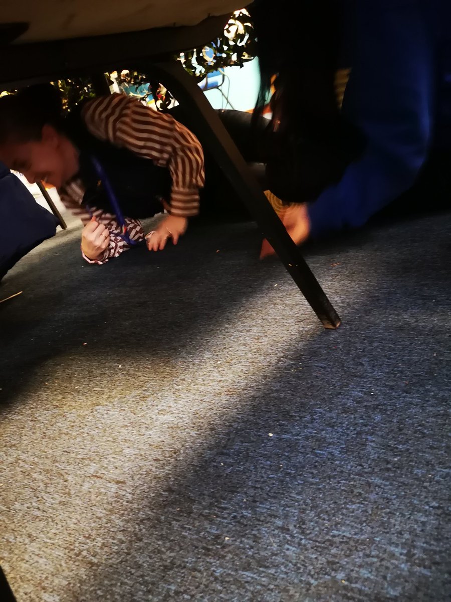 sarahjogreen's tweet photo. Emma and one of our S3 pupils hiding under our camp net while we were preparing our remembrance display. And in true form they tried army crawling under @HSLW_Emma https://t.co/S87uFEp4I8