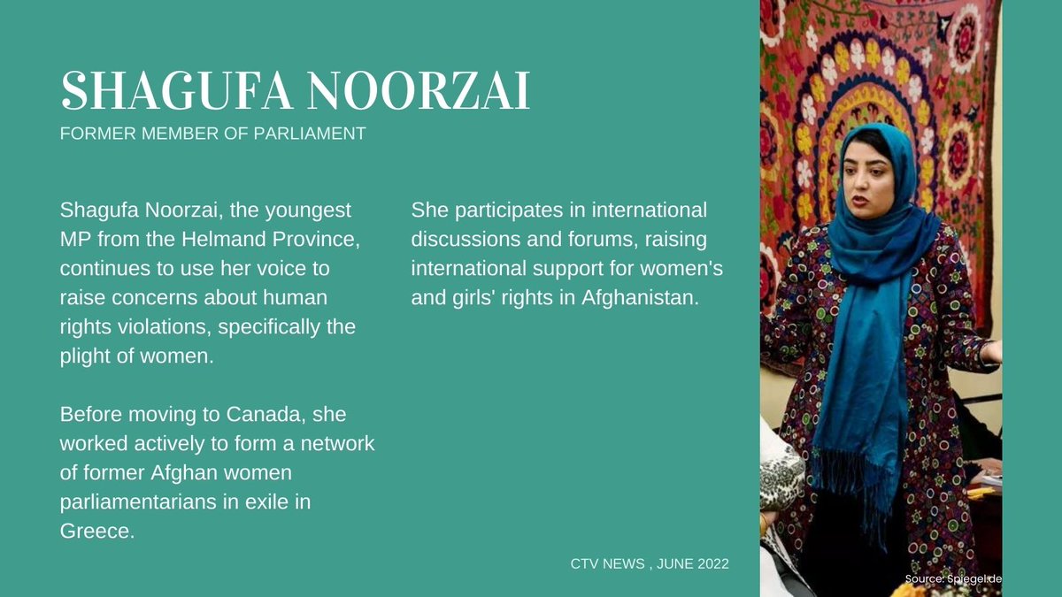 <a href="/MPNoorzai/">Shagufa Noorzai🇦🇫</a>, the youngest MP from the Helmand Province, continues to use her voice to raise concerns about human rights violations, specifically the plight of women.