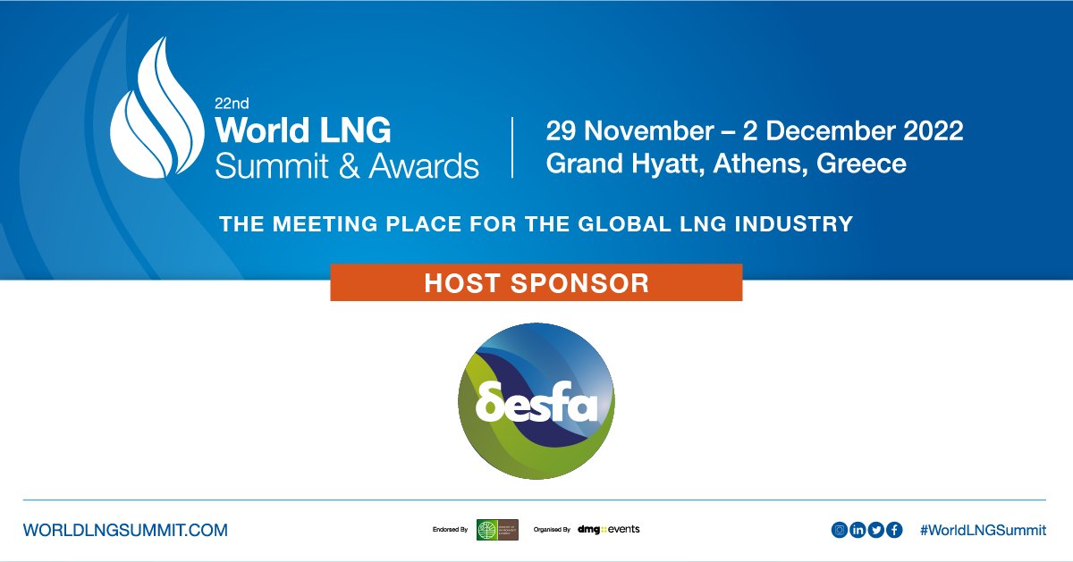 desfa_gr's tweet photo. A few days left for the 22nd @Worldlngevent (29/11-2/12), the leading international #LNG &amp; #natgas conference that DESFA has the honor of hosting in #Greece, under the auspices of @YpenGr . We look forward to welcoming the industry's leading representatives in #Athens. https://t.co/Fcx3FTthYv