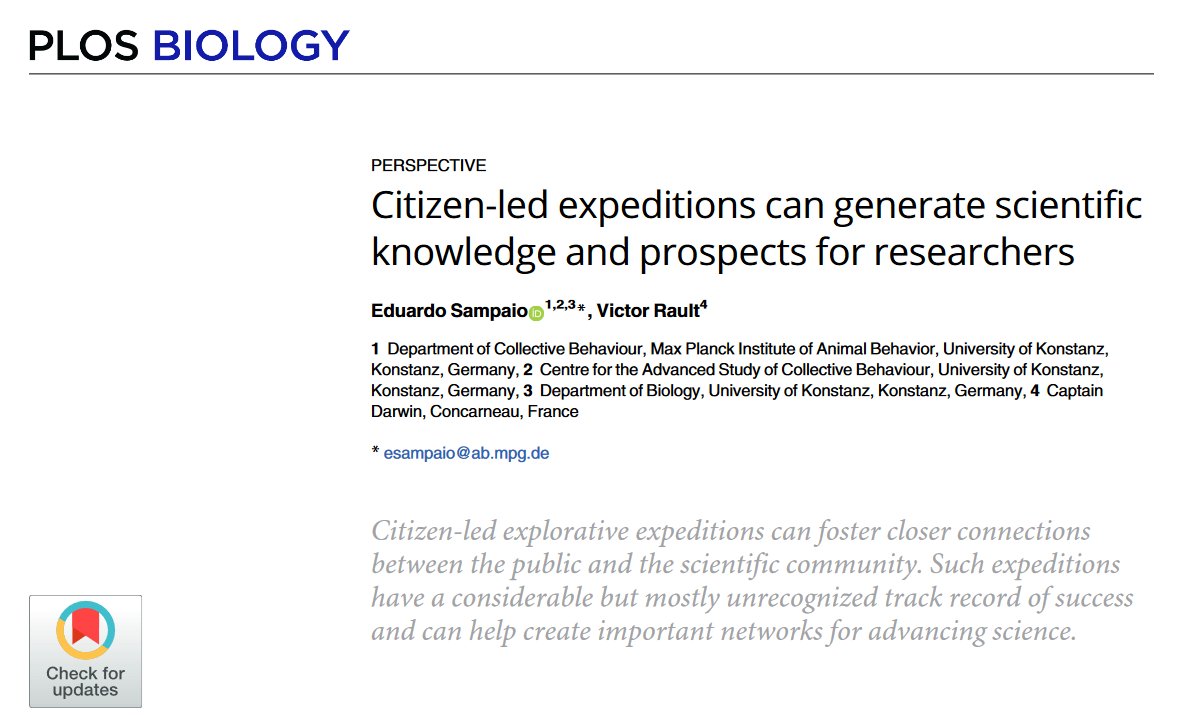 OctoEduardo's tweet photo. Our perspective on how citizen-led expeditions can help stimulate scientific growth has just been published in @PLOSBiology! We highlight examples of successful expeditions (#CaptainDarwin below) and their most prominent results. 

@MPI_animalbehav 
@CBehav https://t.co/N4EMrPDb8H