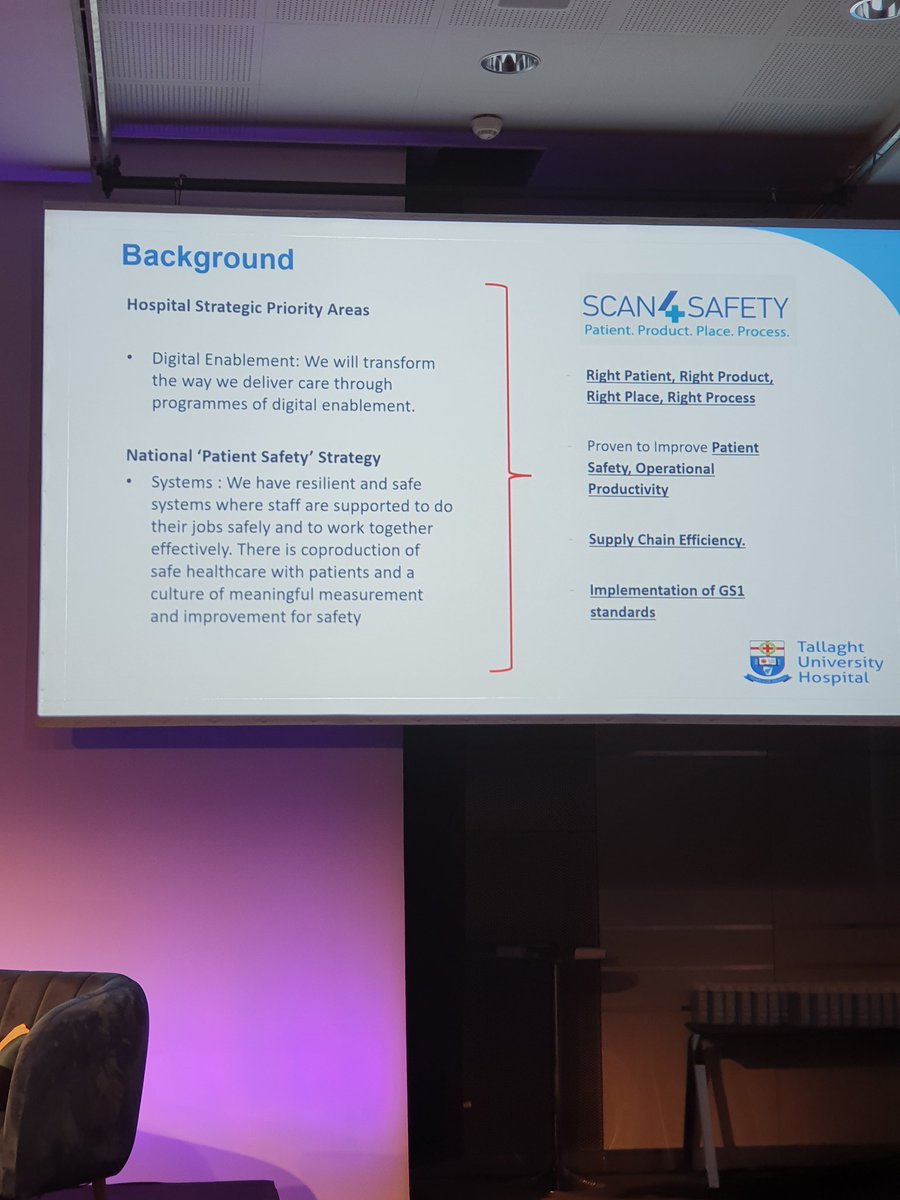 GS1Ireland_hc's tweet photo. The implementation of #scan4safety @InnovateTUH
@Genesis_AHC
⏰185 clinical hours back to patient care every week
✅Right Patient,Right Product, Right Place,Right Process
📈⬆️patient safety
📈⬆️ operational Productivity &amp; #supplychain Efficiency
#GS1HealthcareConference2022 https://t.co/Ncsa20vjOD