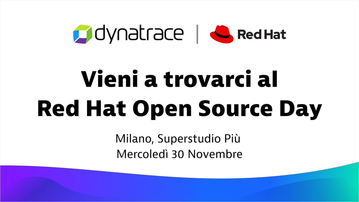 Dynatrace's tweet photo. Il 30 novembre a Milano torna il #RedHatOSD!
Partecipa per incontrare il team #Dynatrace e assistere alla nostra sessione nel track Hybrid Cloud & Automation. Sei pronto per scoprire il #CloudDoneRight e vincere dei fantastici premi?
Iscriviti ora 👉 https://t.co/YDHRXNny9C https://t.co/TvaNhgP9zi