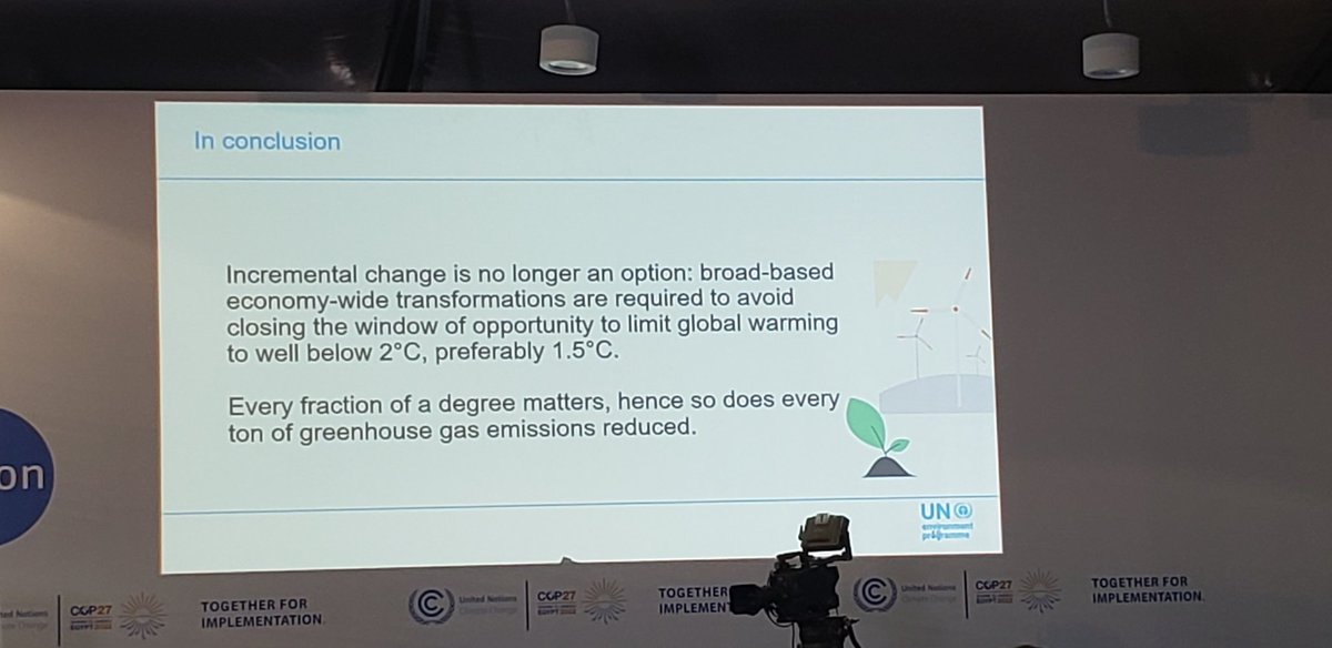 #COP27 The window is closing. The emissions gap report has us blowing past 2 deg much less 1.5. Change needs to happen fast (and equitable)