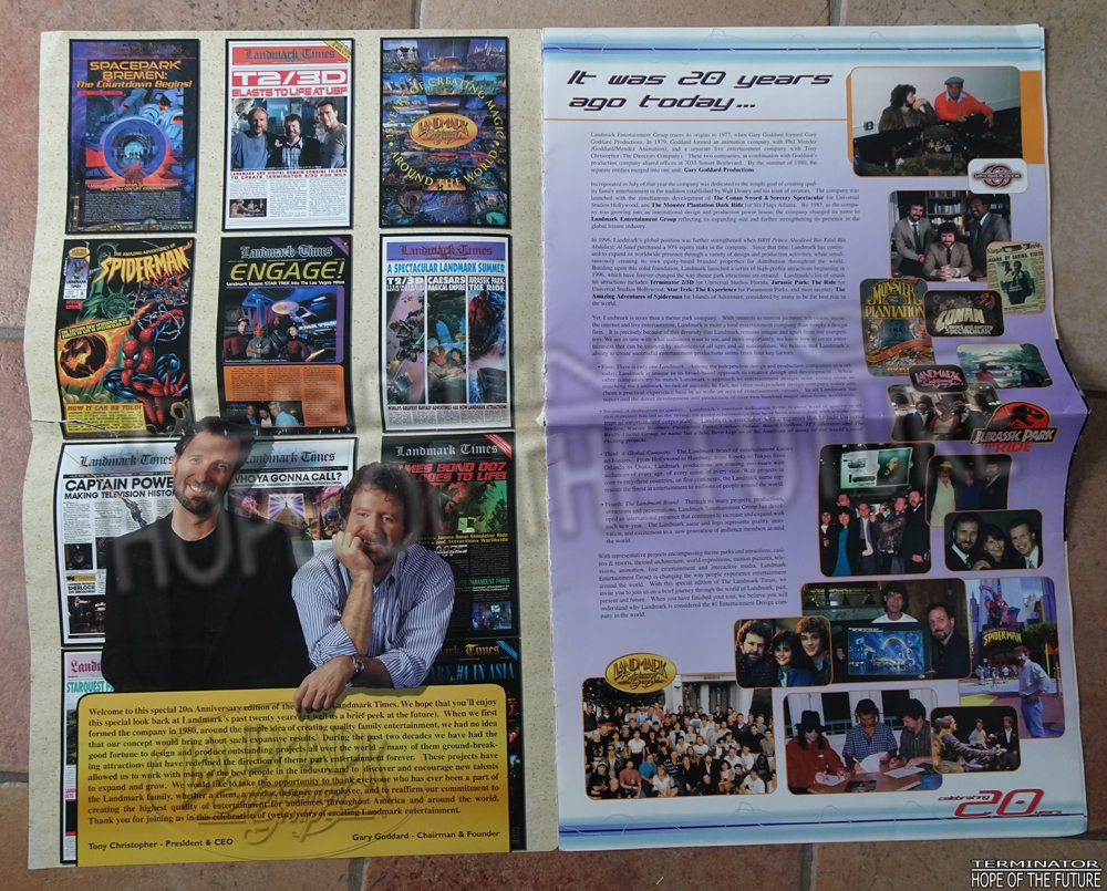 HopeFuture2029's tweet photo. Landmark Times 20th anniversary November 2003

Internal publication from the Landmark Entertainment Group about the 20 years of their work, including Terminator 2 3D.

#terminator23d #terminator #terminator23dbattleacrosstime #t23d #t23dbattleacrosstime #universalstudios https://t.co/ZlAg3EmCaM