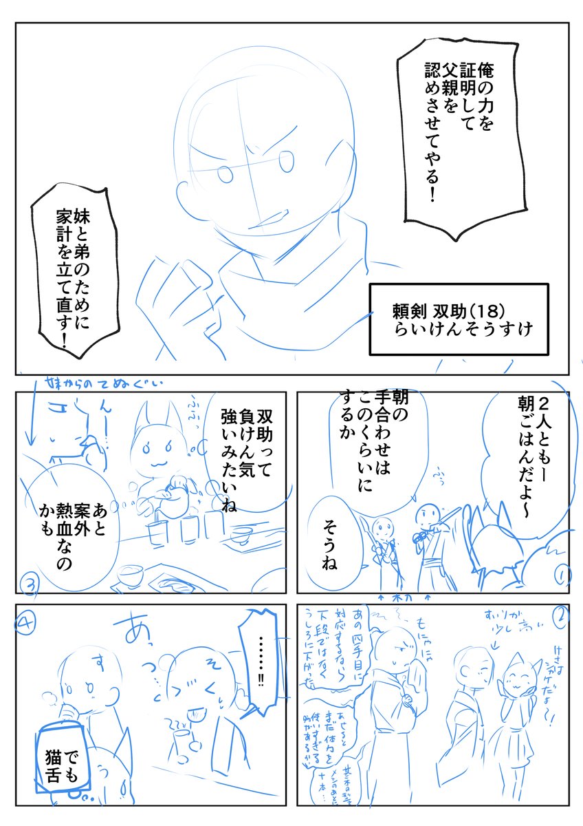 5⃣ 4コママンガのネーム制作も進んでますー!ネームの一部を公開しますー!漫画もお楽しみにー! 
