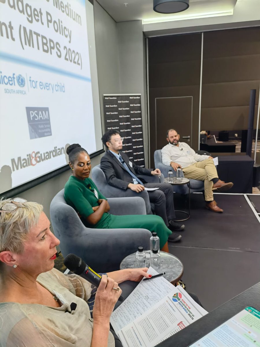 PSAM_AFRICA's tweet photo. Our #MTBPS2022 Roundtable is underway with an excellent panel of speakers representing @RHAPnews @SPI_OfficialZA @TreasuryRSA and moderated by our Head of South Africa programme @ZukiswaKota and @UNICEF_SA @thabileoka https://t.co/9PKZ0qttT2