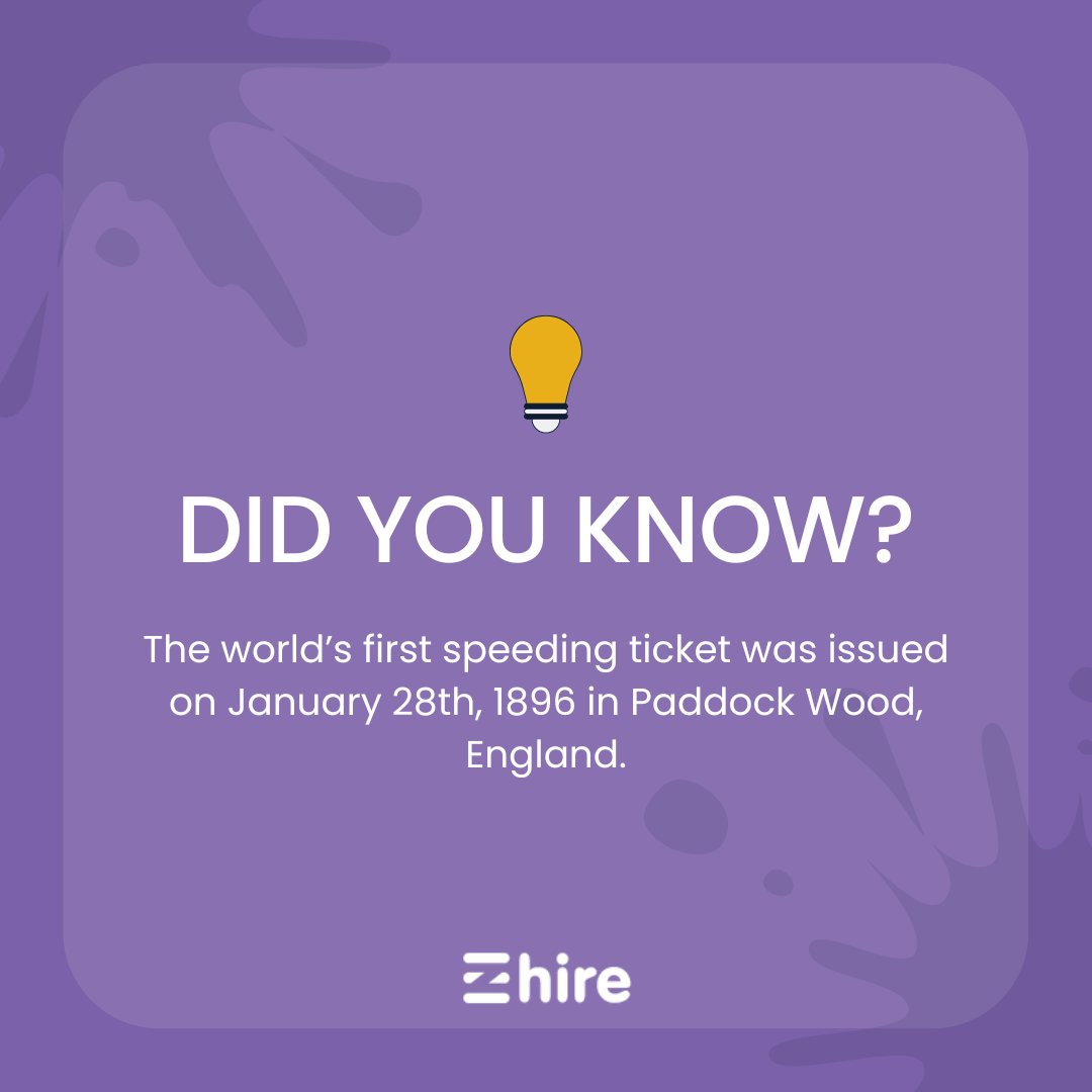 eZhire's tweet photo. And guess how fast the motorist was traveling? A scandalous 8 mph. The speed limit at the time was a blistering 2 mph and was fined a shilling.
Have you ever got a speeding ticket?
#DidYouKnow #eZhire #Speeding #CarRental #FreedomSimplified https://t.co/OI3piiOamg