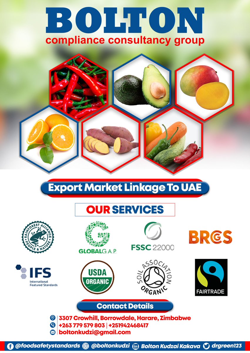 boltonkudzi's tweet image. We are offering export market linkage opportunities to producers who are interested in the UAE market for the following produce: 
Stone fruits 🥭 🍑
Avocado 🥑
Sweet Potatoes 🍠
Citrus 🍊🍋
Chillies 🌶️
Peas (sugar snap and mange tout)
📞Get in touch with us now for more infor.