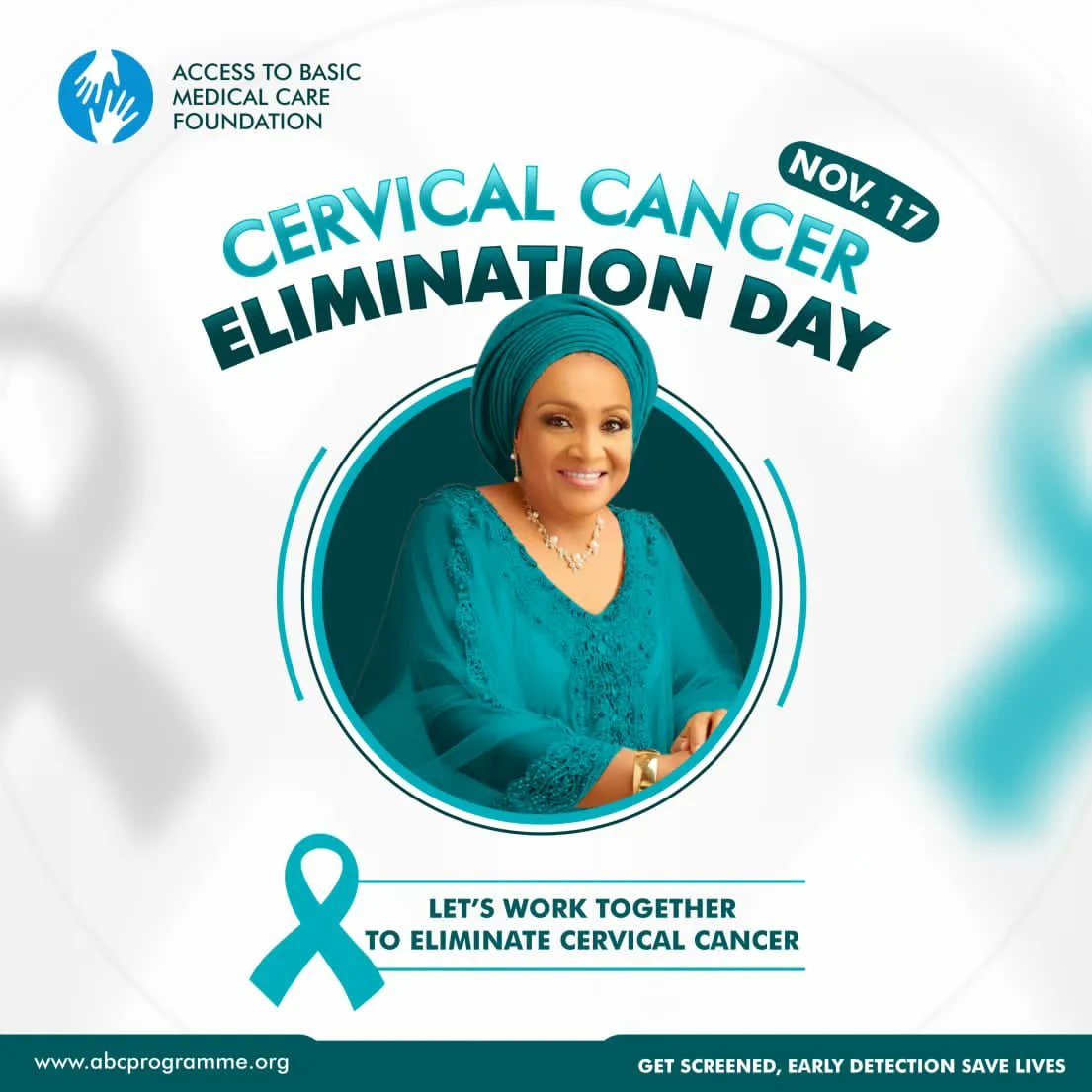 FlacNigeria's tweet photo. Cervical cancer elimination day of action. Join us on 17th November at 9am as we discuss cervical cancer screening and capacity building workshop.
We can end cervical cancer.
Get Informed, Get screened, Get Vaccinated.

#teal #abcfoundation #flac #cancer https://t.co/GD0T6BffFT