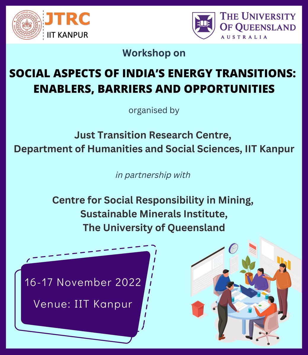 Just Transition Research Centre (IIT Kanpur) (@jtrc_iitkanpur) on Twitter photo Extremely delighted to cohost a workshop on #JustTransition with <a href="/VSharmaUQ/">Vigya Sharma</a> CSRM, University of Queensland.
Thanks to our experts <a href="/journomayank/">Mayank Aggarwal</a> <a href="/chinmayishalya/">Chinmayi Shalya</a> <a href="/debajitpalit/">Debajit Palit 🇮🇳 দেবজিৎ पालित</a> <a href="/DeekshaPande1/">Deeksha Pande</a> <a href="/KavyaSinghal19/">Kavya Singhal</a> <a href="/Shaziaimam456/">Shazia Imam</a> <a href="/NayakSuravee/">Suravee Nayak</a> Extremely delighted to cohost a workshop on #JustTransition with <a href="/VSharmaUQ/">Vigya Sharma</a> CSRM, University of Queensland.
Thanks to our experts <a href="/journomayank/">Mayank Aggarwal</a> <a href="/chinmayishalya/">Chinmayi Shalya</a> <a href="/debajitpalit/">Debajit Palit 🇮🇳 দেবজিৎ पालित</a> <a href="/DeekshaPande1/">Deeksha Pande</a> <a href="/KavyaSinghal19/">Kavya Singhal</a> <a href="/Shaziaimam456/">Shazia Imam</a> <a href="/NayakSuravee/">Suravee Nayak</a>