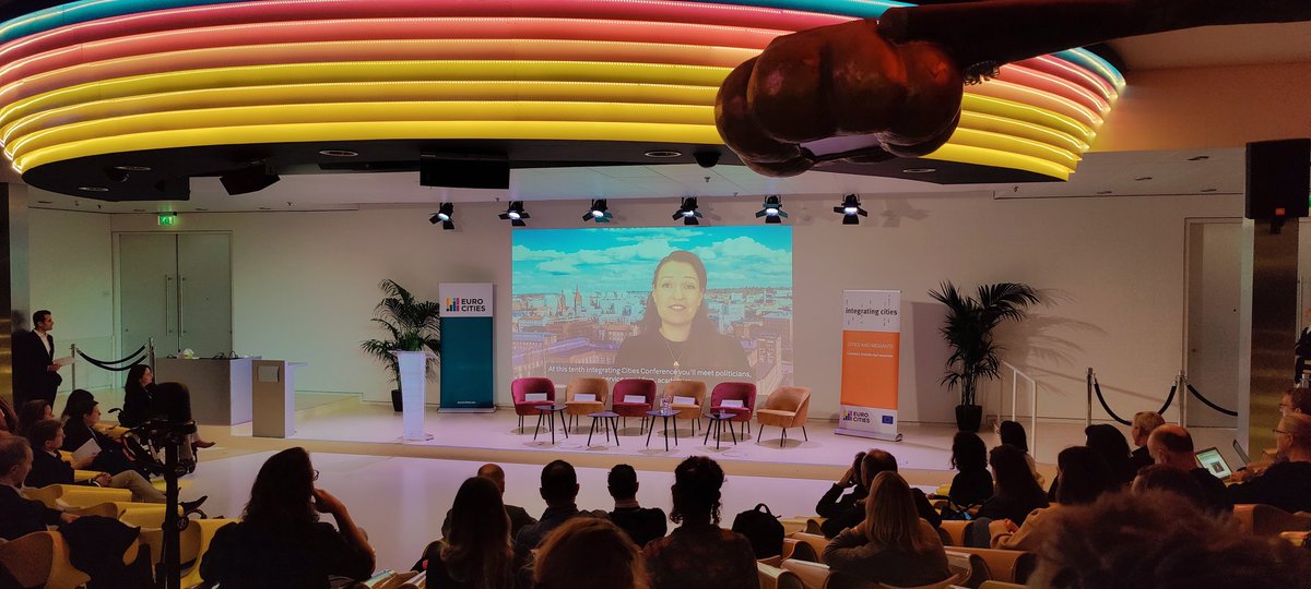 MariTaverne's tweet photo. #integratingcities 2022 conference has started! Opening words by the Mayors of @EUROCITIES member cities including @IkonenAK @Tamperekaupunki Together working towards international and inclusives cities. https://t.co/Bckpkc2sN4