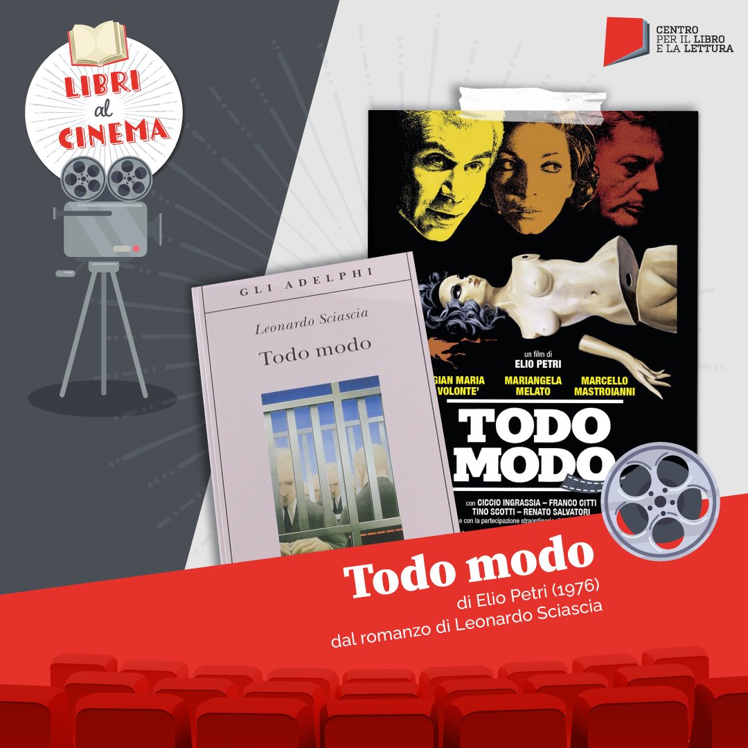 Centro_libro's tweet photo. Il libro al cinema di oggi è "Todo modo" di Leonardo Sciascia. Al romanzo si è liberamente ispirato il regista Elio Petri per l'omonimo film del 1976 con Marcello Mastroianni, Gian Maria Volontè e Mariangela Melato 🎥📕

#LibriAlCinema https://t.co/ZF3qHjKeq7