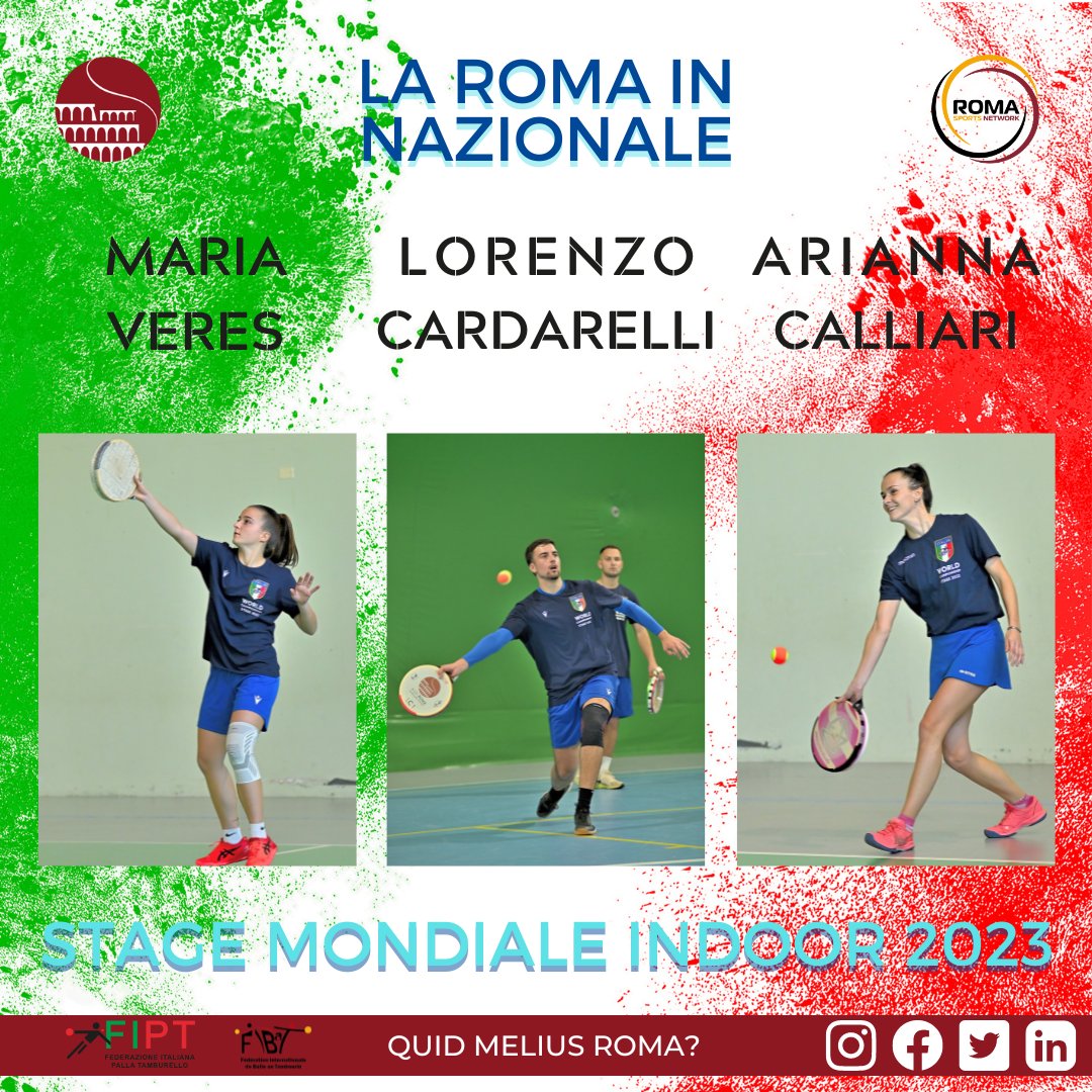 🇮🇹 LA ROMA IN NAZIONALE 🐺
Nel weekend si sono radunate le Nazionali Indoor in vista del Mondiale 2023 con protagonisti Maria Veres, <a href="/lorenzo_carda/">Lorenzo Cardarelli</a> e Arianna Calliari!
<a href="/RomaSportsNetw/">Roma Sports Network</a>
🟠 QUID MELIUS ROMA? 🔴
#romatamburello #fipt #RomaSportsNetwork #InsiemePerRoma #nazionale