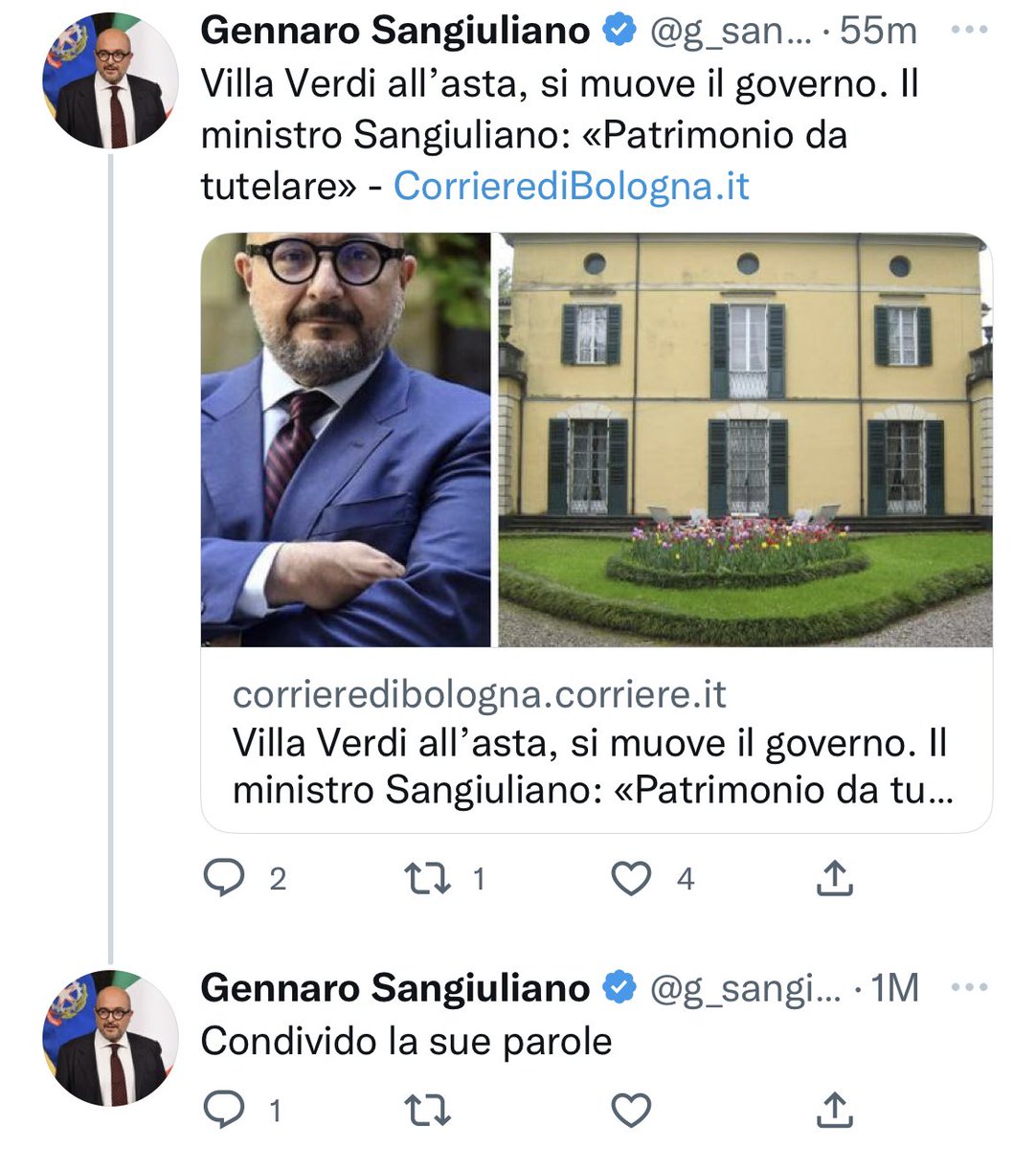 CrazyItalianPol's tweet image. Minister of Culture Gennaro Sangiuliano complimenting himself. Nov 16, 2022.