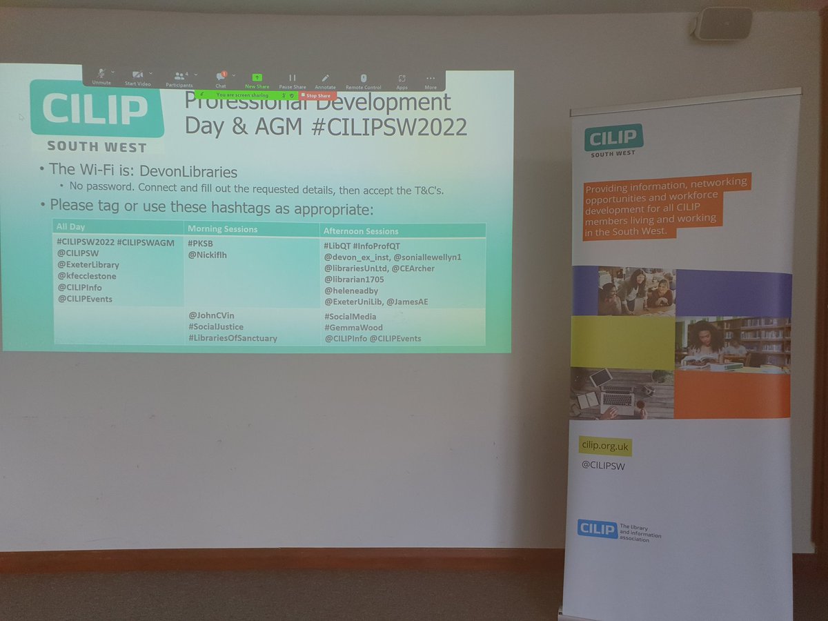 SooLib's tweet image. We&apos;re setting up and looking forward to the @CILIPSW22 Professional Development Day and AGM @ExeterLibrary and online today.