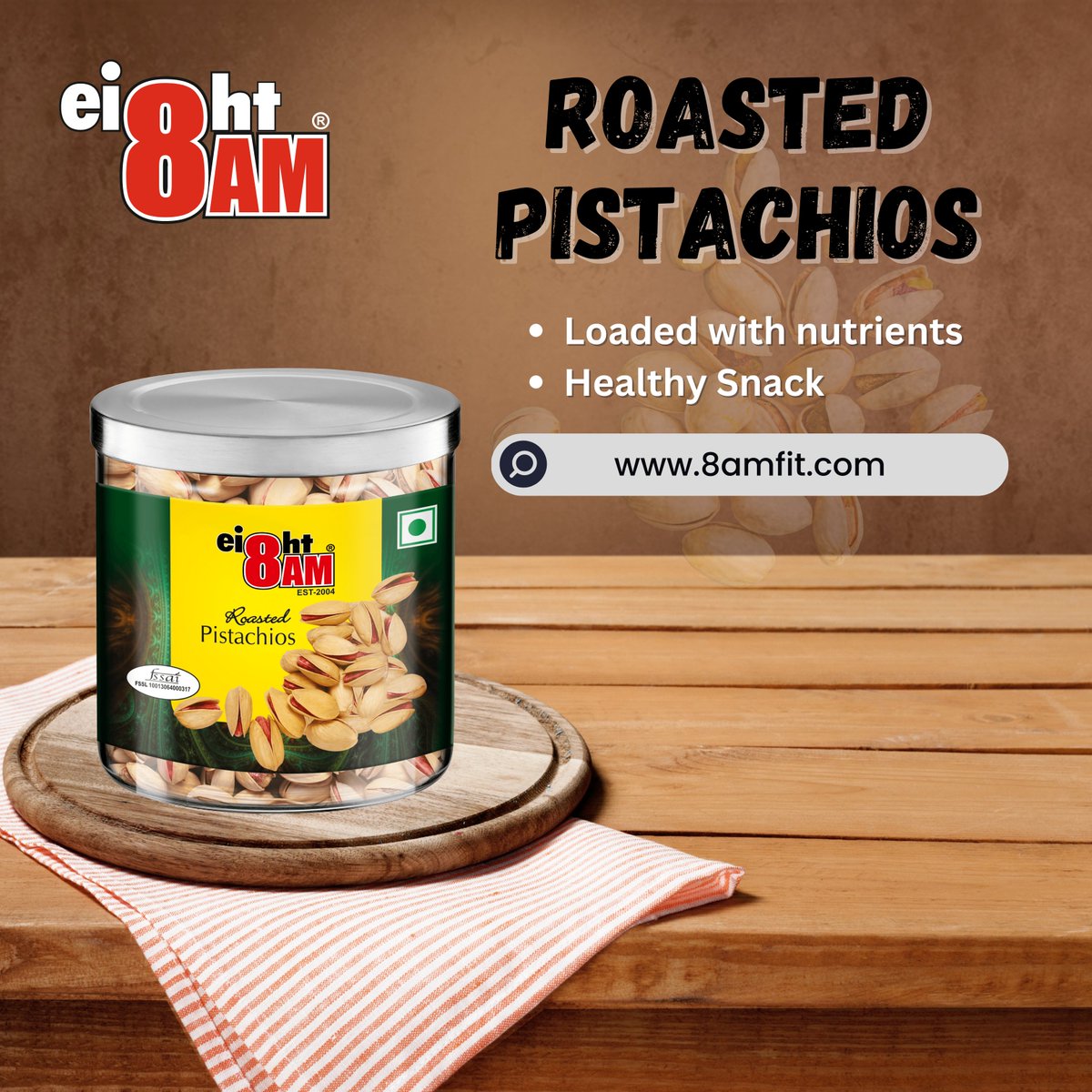 Eating roasted pistachios provides an excellent source of vitamin B, which helps the body to function at peak performance.
..

Follow us on Facebook | Instagram | Twitter | LinkedIn | Snapchat - <a href="/8amfit/">8amfit</a>

#8am #8amlifestyle #healthysnacking #healthyeating #healthyfood