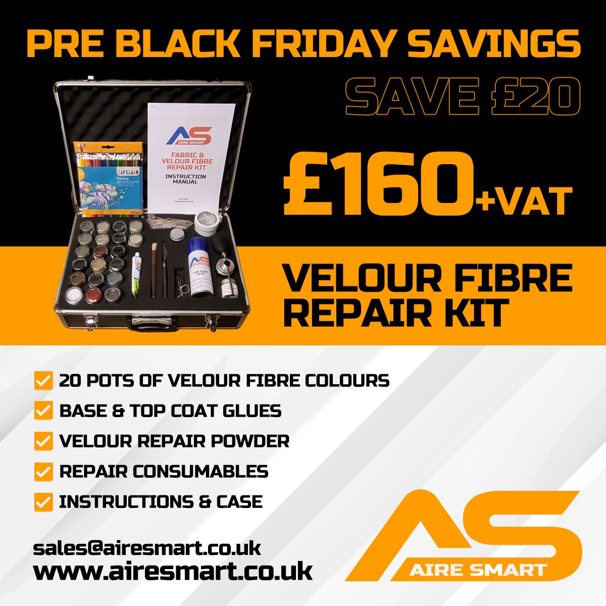 Get this Velour Fibre Repair kit for £160+VAT. This price is available until 20th Nov'22.
🌐 airesmart.co.uk
#velourfibre #interiortrimrepair #upholsteryrepair #velourrepair #velourrepairkit #smartrepair #trimrepair #vehicletrimrepair #cartrimrepair #fibrerite #cars #car