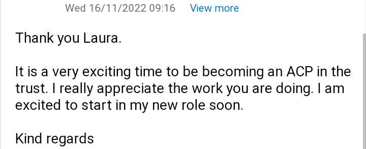 LauraDilleyACP's tweet photo. Getting this feedback makes it all worthwhile.
Small steps, consistently implemented.
#advancingpractice22 https://t.co/sU9kznmWqd