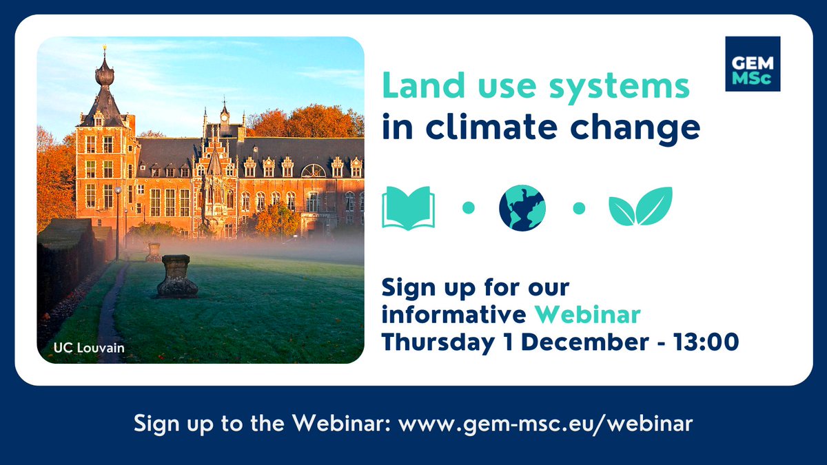 The Land Use Systems track of the GEM Erasmus+ MSc programme addresses the challenge of planning and assessing the impact of land use change in a changing climate.Are you interested in the GEM MSc programme? Then sign up for our webinar on via bit.ly/3ttIRD4