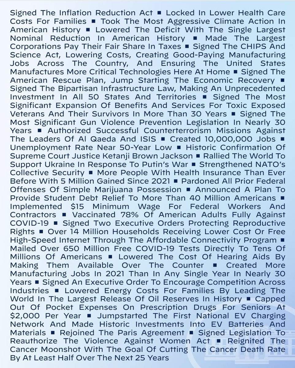 MillieHerrera's tweet photo. @soledadobrien .@npr No lies were told.

Meanwhile, here are @POTUS accomplishments so far in merely 22 months 👏👏👏👏👏 https://t.co/OsgSpcNIgN