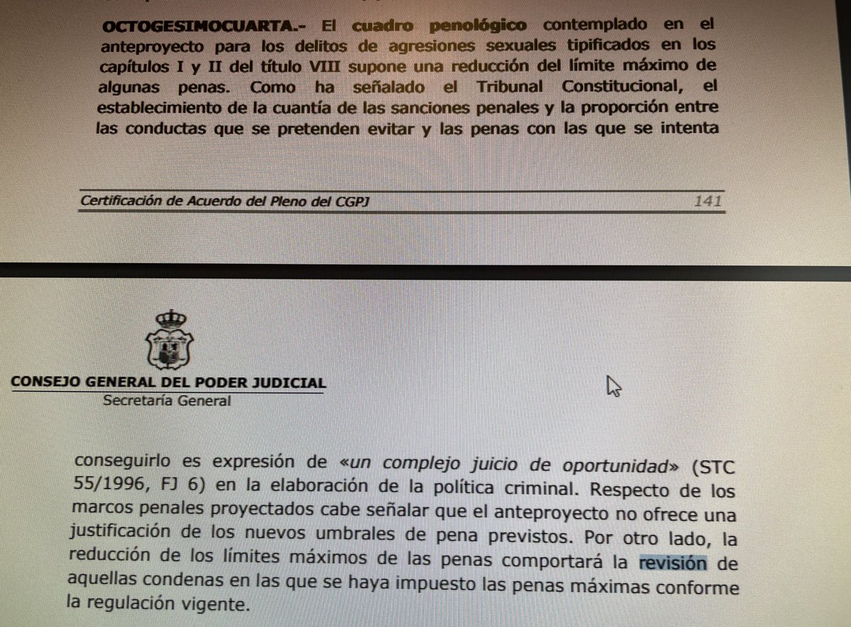ladycrocs's tweet photo. Informe del CGPJ: folio 89, párrafo 245 y Conclusión Octogesimocuarta. 

Sin gerundios, sin subordinadas, fácil de leer y comprender. 

Y, encima, la realidad ha demostrado que las revisiones también están siendo de las penas mínimas. https://t.co/73oRB8Awsq