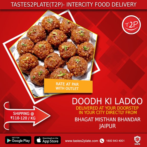 Tastes2Plate's tweet photo. Taste the famous delicacy of Jaipur sitting at your home. Fast, Reliable, Affordable & Fresh delivery in your City at your doorsteps in hours. #pyazkachori #dalkachori #doodhkiladoo #jaipurfood #intercitylegends #intercityfooddelivery #intercityfooddeliveryapp https://t.co/U0rfAoSg03