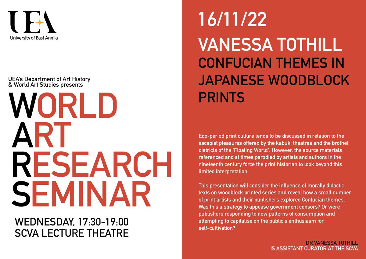 Join us for Vanessa Tothill's talk today at SCVA Lecture Theatre, 5.30pm!