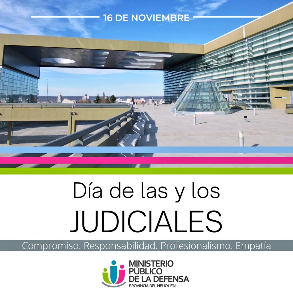 Hago llegar un saludo a las y los trabajadores judiciales y un especial reconocimiento a quienes integran el Ministerio Publico d la Defensa, q dia a dia trabajan en defensa d los derechos d las infancias, adolescencias y de nuestra población más vulnerable <a href="/prensaMPDNqn/">MPD Neuquén</a>