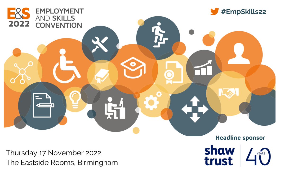 Today we are hosting our annual Employment and Skills Convention in Birmingham🏢

Huge thanks to our lead sponsor, <a href="/ShawTrust/">Shaw Trust</a> for their support.

Join in the online conversation and follow along by using the hashtag - #EmpSkills22