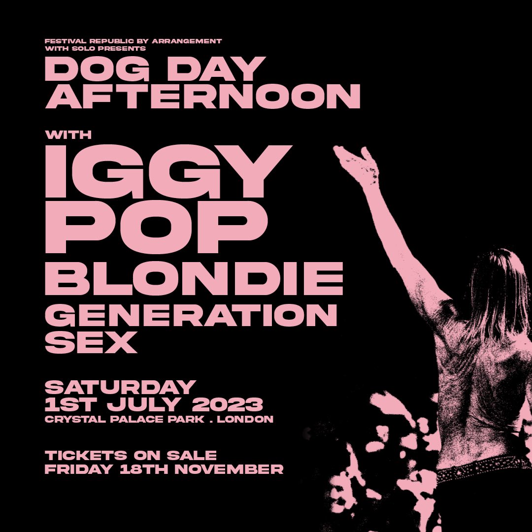 BillyIdol's tweet photo. Will be rocking ‘Dog Day Afternoon’ on 1 July, 2023 in London with Iggy Pop, Blondie &amp; Generation Sex (Billy Idol, Steve Jones, Tony James, Paul Cook)! Tickets on sale this Friday! https://t.co/MSwe3q6tw5 https://t.co/ryhqCO4bxQ