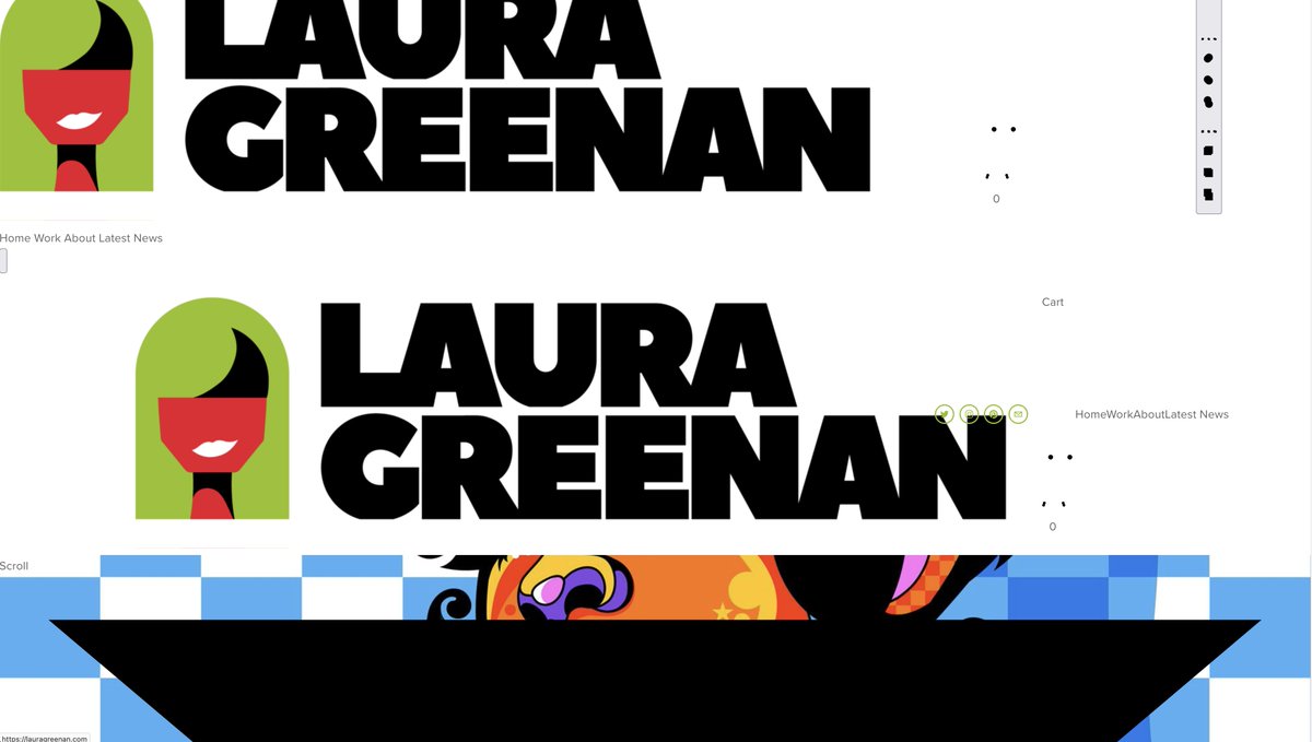 GreenanDraws's tweet photo. @SquarespaceHelp Hi, hope you can help. My portfolio site suddenly looks like this this morning and I don't know why. Any ideas? Browser is Firefox, site looks fine in Chrome. https://t.co/i1z9LnTtNI