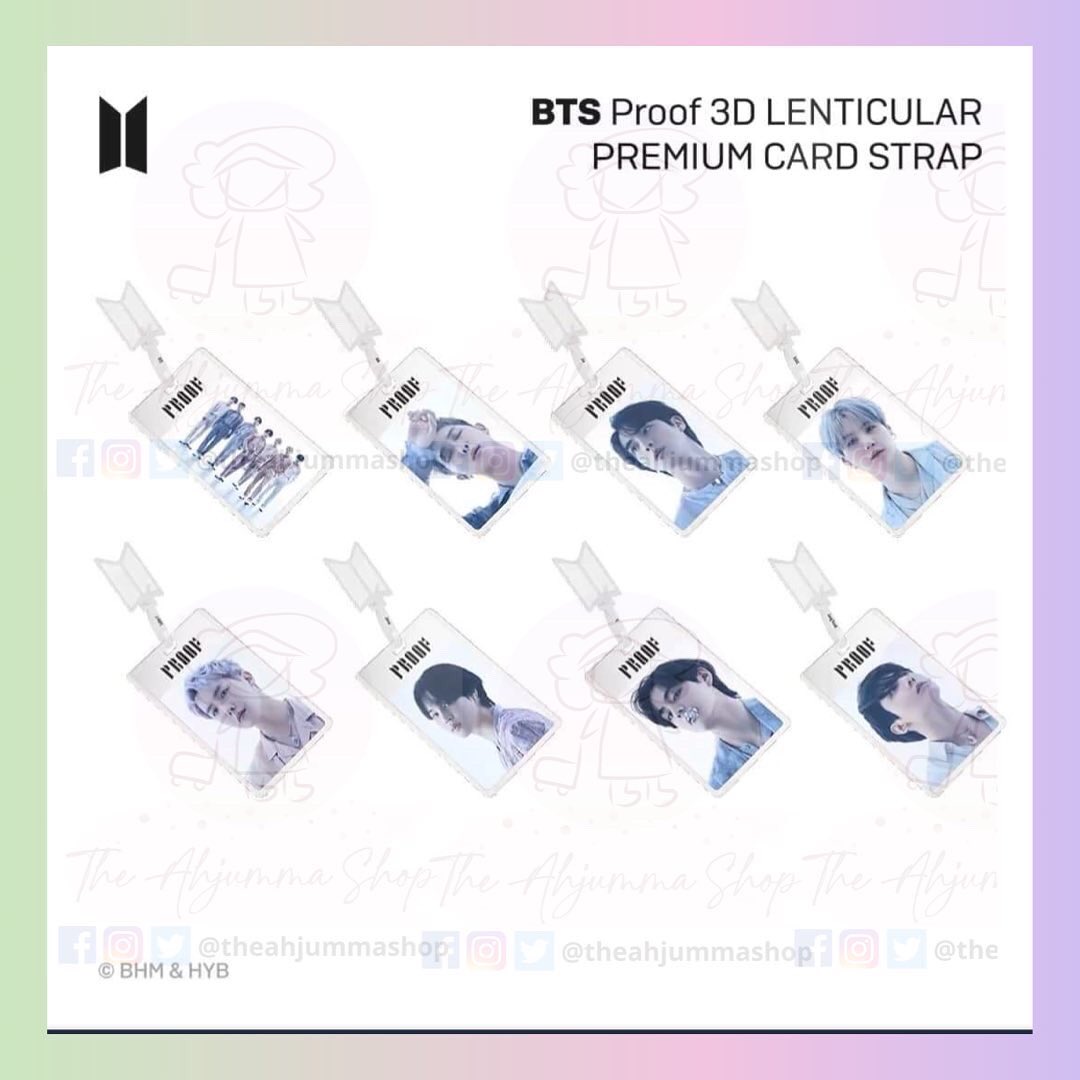 TheAhjummaShop's tweet photo. Looking for a perfect gift? This may be it 🤍✨ 

We will accept pre-orders until this Friday, November 18 only.

(PRE-ORDER) BTS PROOF 3D LENTICULAR PREMIUM CARD STRAPS
✨Limited Edition

🤍 3 PACK SET (Boxed) = Php 3,200
Inclusions: 
- 1 Group Photo
- 1 Member of your choice
+ https://t.co/FDo8LRxxON
