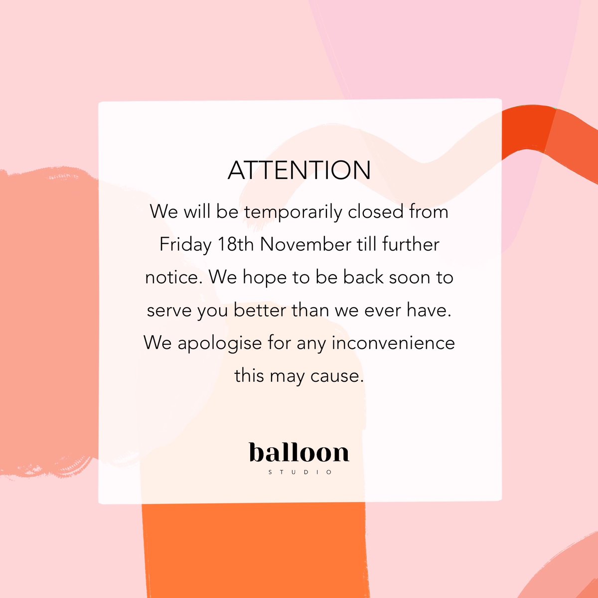 balloon__studio's tweet photo. We’ll be back soon!💓 https://t.co/88mlEfr1TC