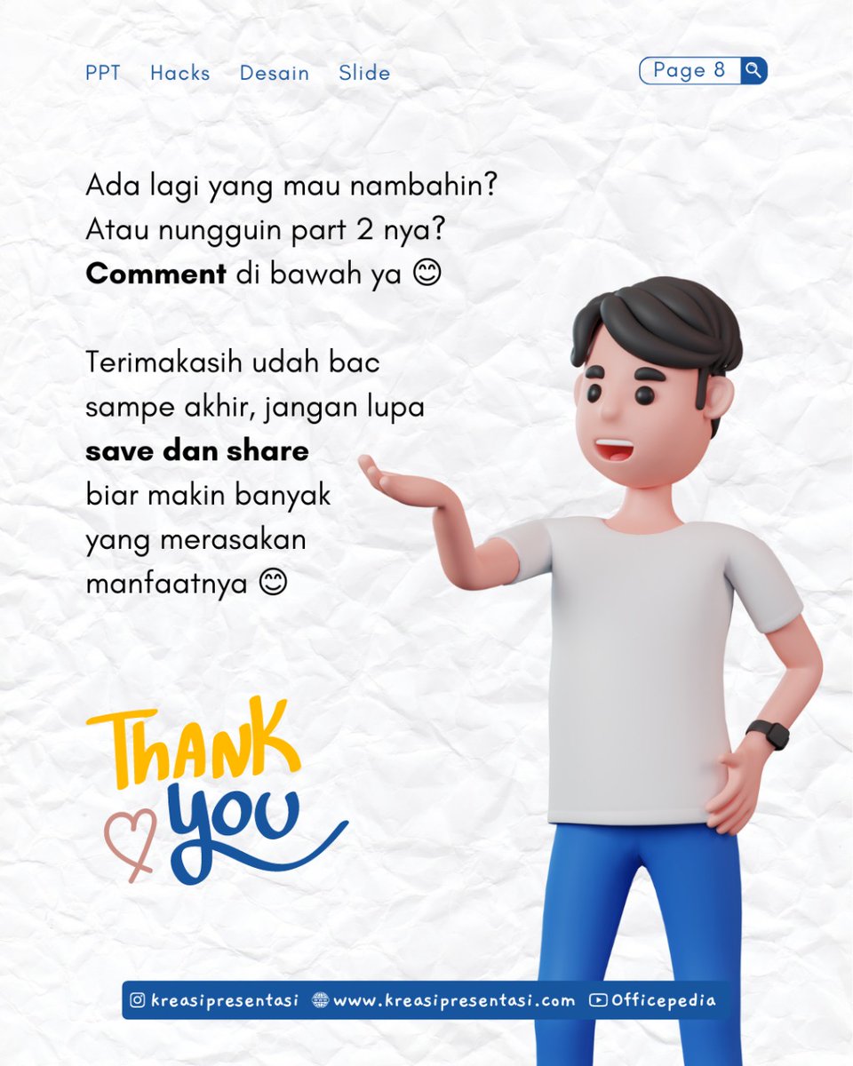 KreasiPrsentasi's tweet photo. Langsung dicoba yuk 😊 tutorial lengkapnya ada di postingan yay 😊🥳
#desainpowerpoint #powerpointpresentation #kreatordigital #desaingrafis #powerpoint #powerpointdesign #amazingslide #tipsdantrik #tipskeren #produktifkuy #slidepresentasi #belajardesainppt #PPThack #PPTHacks https://t.co/NG7iYIHk4D