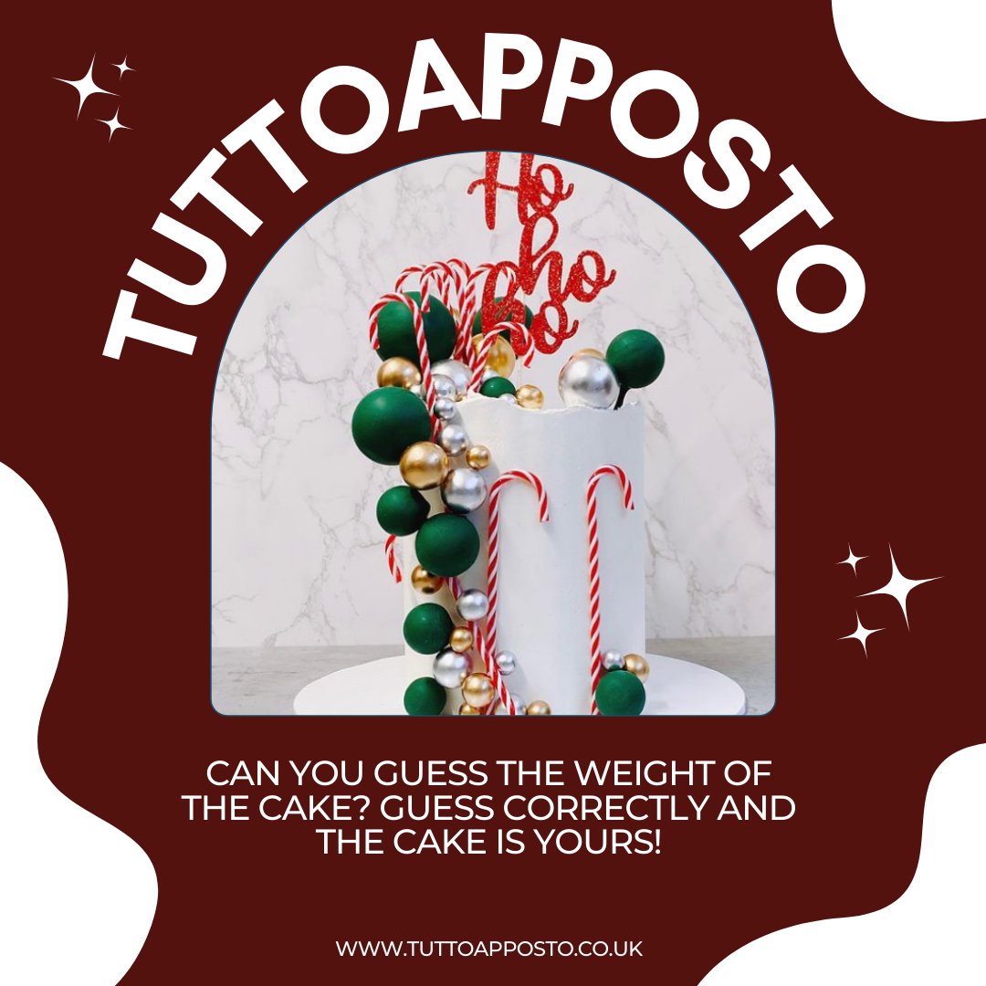 Can you guess the weight of the cake? <a href="/tuttoapposto3/">Tutto Apposto</a> is kindly donating another beautiful, festive cake for our Christmas market. If you guess the weight right, or are the closest to the correct number, you win the cake!