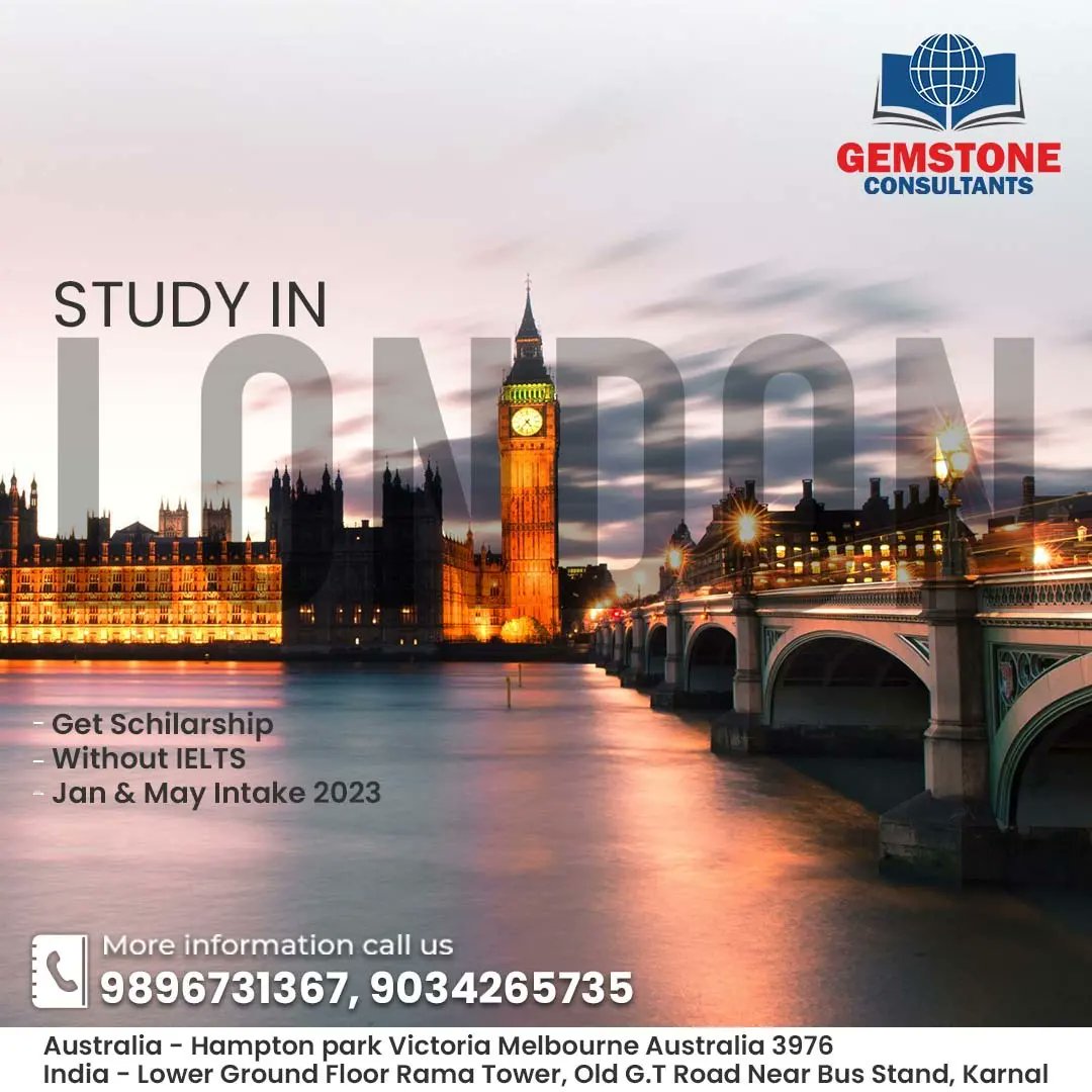 gemstonecons's tweet image. Planning to Study in London? Connect with Gemstone Consultants now at 9896731367.  
#studyvisaconsultant