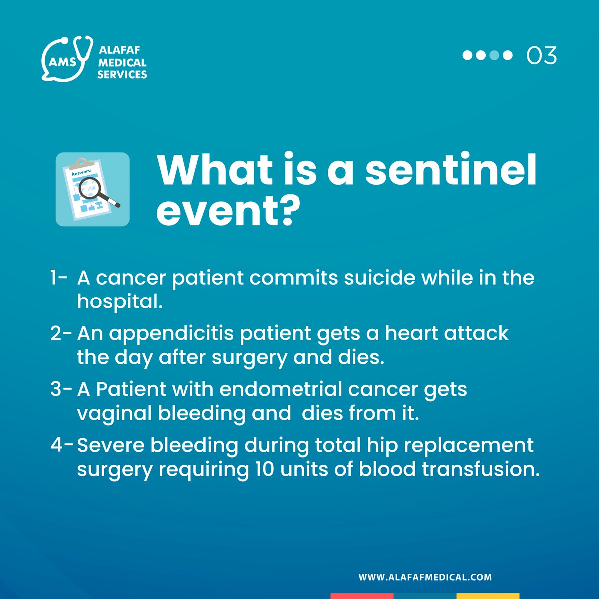 AlAfafMedical's tweet photo. What sentinel event have you seen at work?
#alafafmedicalservices #riskmanagementtraining #medicalcourses #riskmanagement #riskassessment #cme #medicaleducation https://t.co/jHk1TSIHjC
