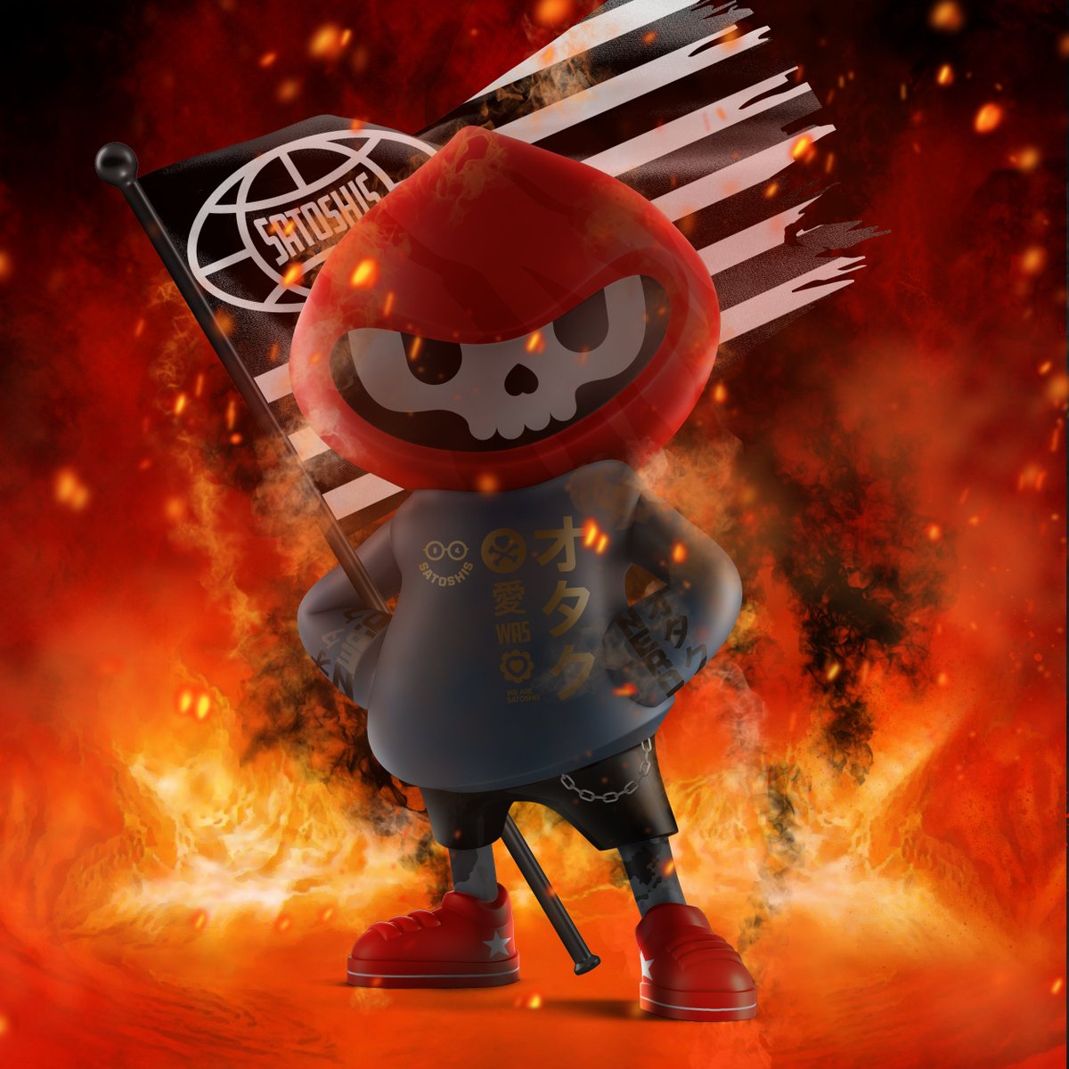 Despite the crypto market up and down, some days crash like hell, I just resurrected this <a href="/WeAreSatoshis/">We Are Satoshis</a> hellboy!!

 #cryptomarket #NFT #NFTCommunity #nftcollectors