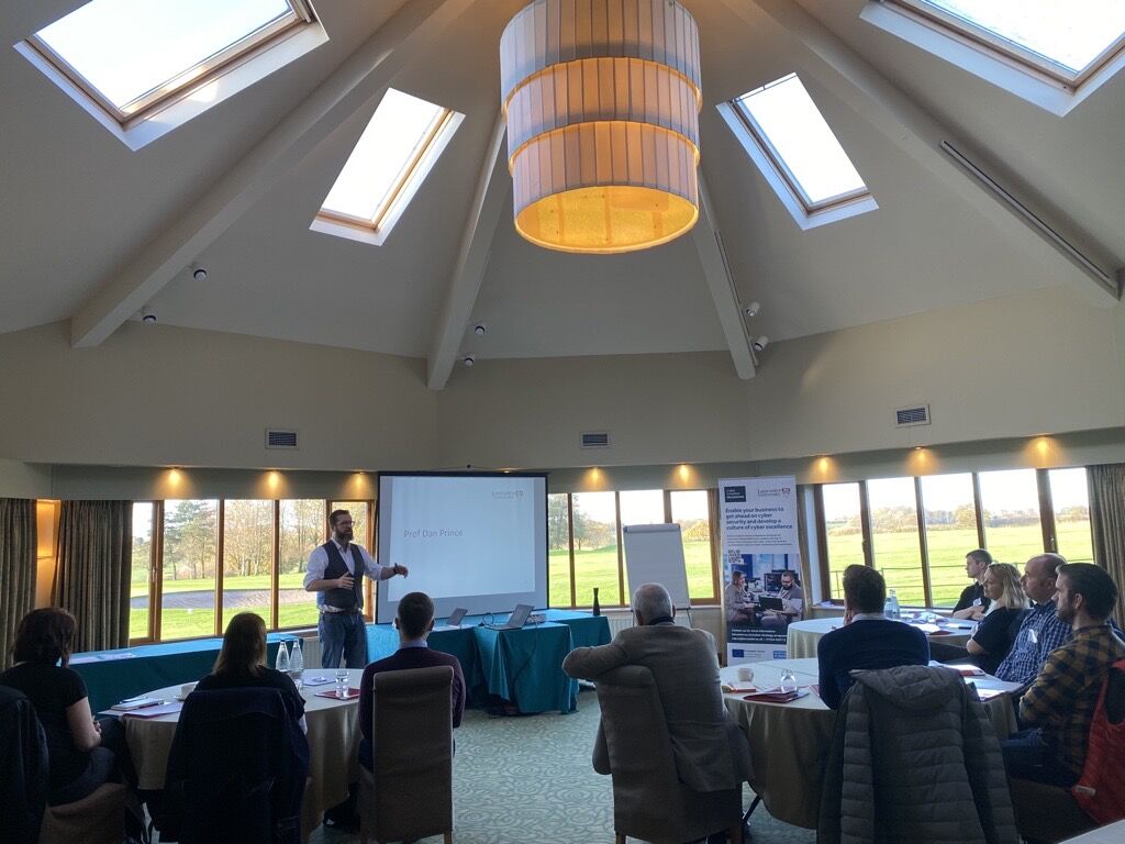 LUentrepreneurs's tweet photo. Today, #Lancashire #SMEs kick-start their journey on the #CyberStrategyProgramme with Professor Daniel Prince looking into key themes to develop their understanding and knowledge of the cyber threat landscape. @SCC_Lancaster #CyberSecurity https://t.co/1mpv2s8ks9
